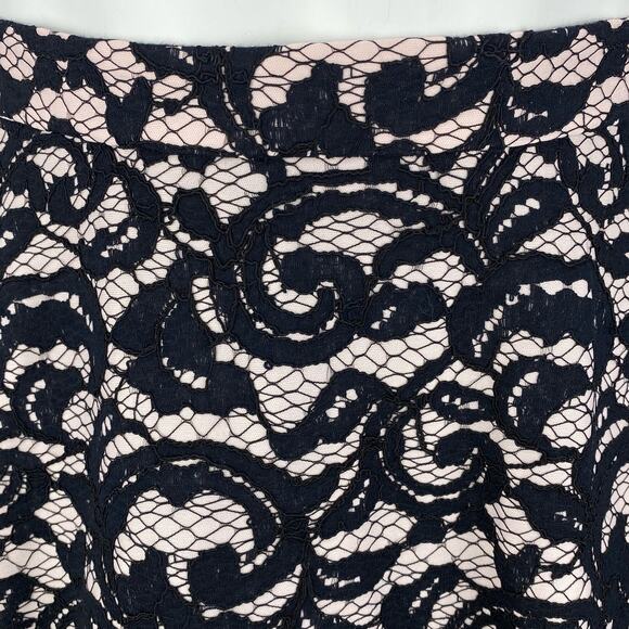 CLUB MONACO Lace A-Line Mini Skirt Sz 4 Pink Black - Picture 2 of 4